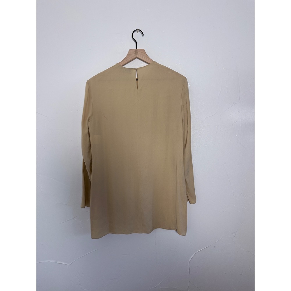 Vintage Emanuel Ungaro 100% Silk Tunic Blouse Beige Gruppo GFT Pleat